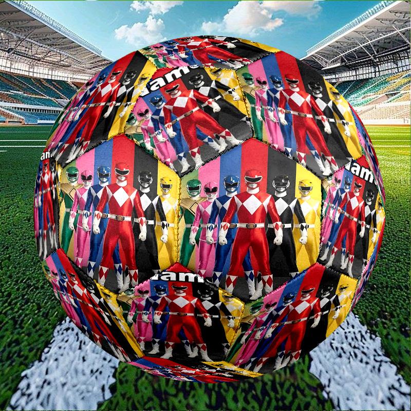 Custom Name Personalized Mighty Morphin Power Rangers-A Print Size 5 Soccer Ball Training & Match Football, for Team, Kicking, Gift for Football Enthu
