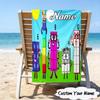 1PC Custom Name Number Blocks Adventure Heart Beach Towel, Lightweight Quick-Dry for Man Woman, for Summer Travel, Swimming Pool Birthday Gift
