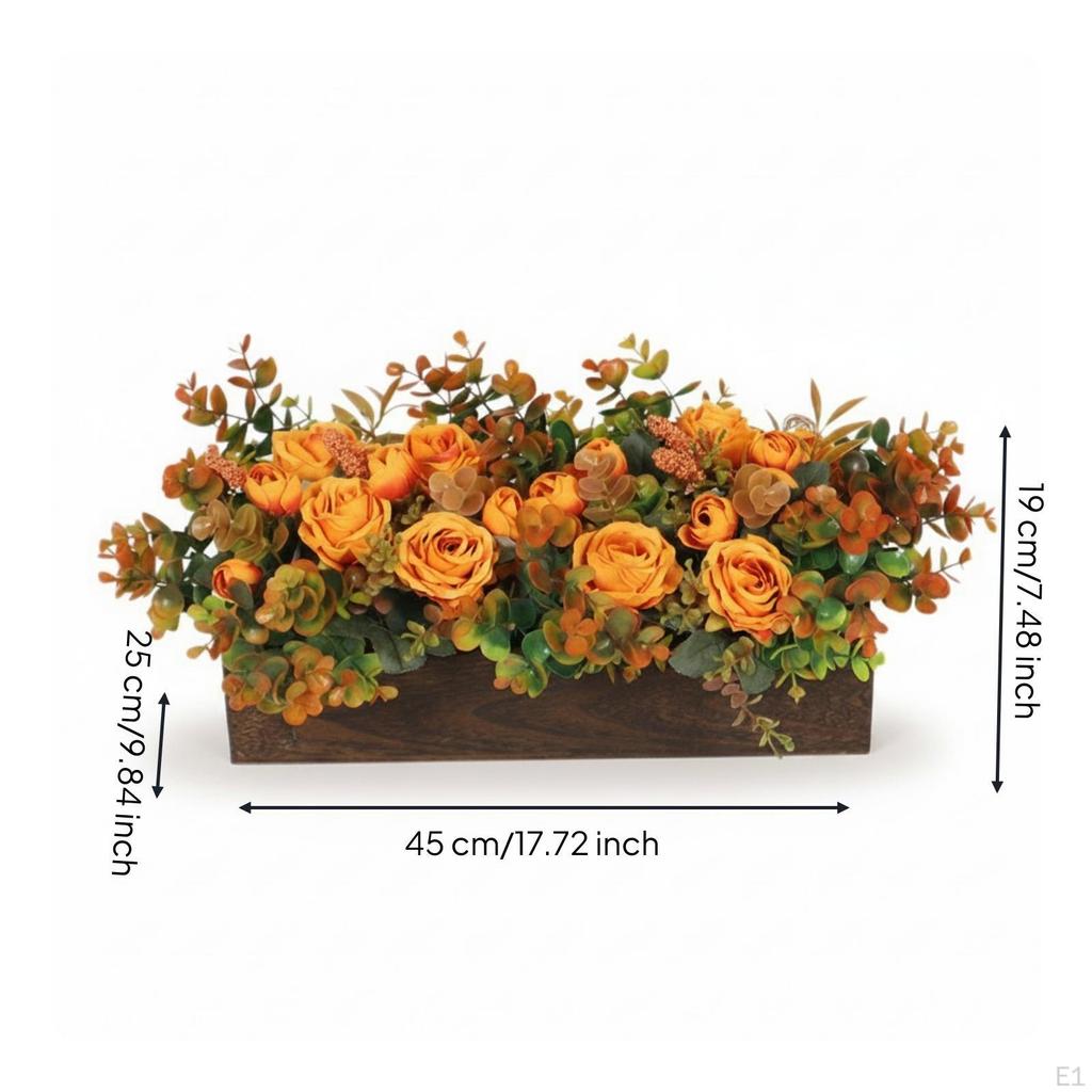 Rustic Wooden Flower Arrangement Ready To Display Autumn Floral Centerpiece Dense and Overflowing