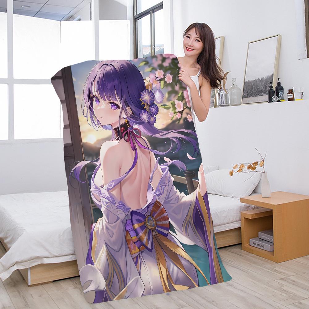 Raiden Shogun Genshin Impact Beach Towels Shower Towel Sauna Travel Spa Microfiber Quick Dry Gym Accessories Cute Room Decor