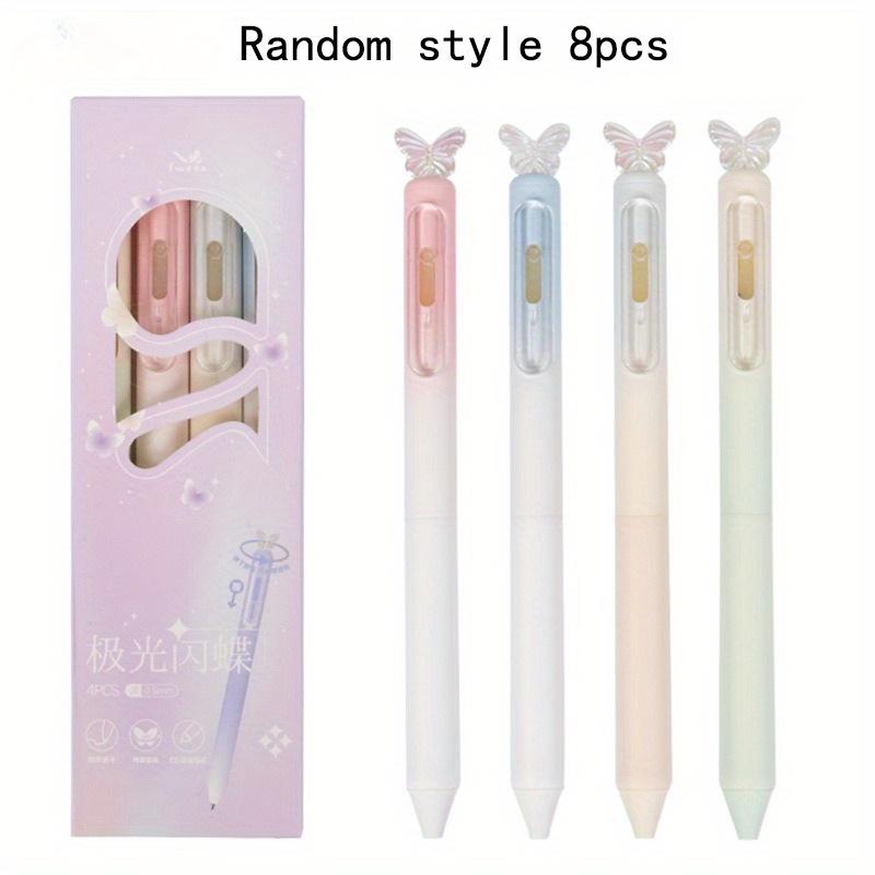 

8Pcs Spinning Shining Butterfly Neutral Pen High-value Black Smooth and Easy To Write Press-type Neutral Pen 0.5mm Black Random style 8Pcs