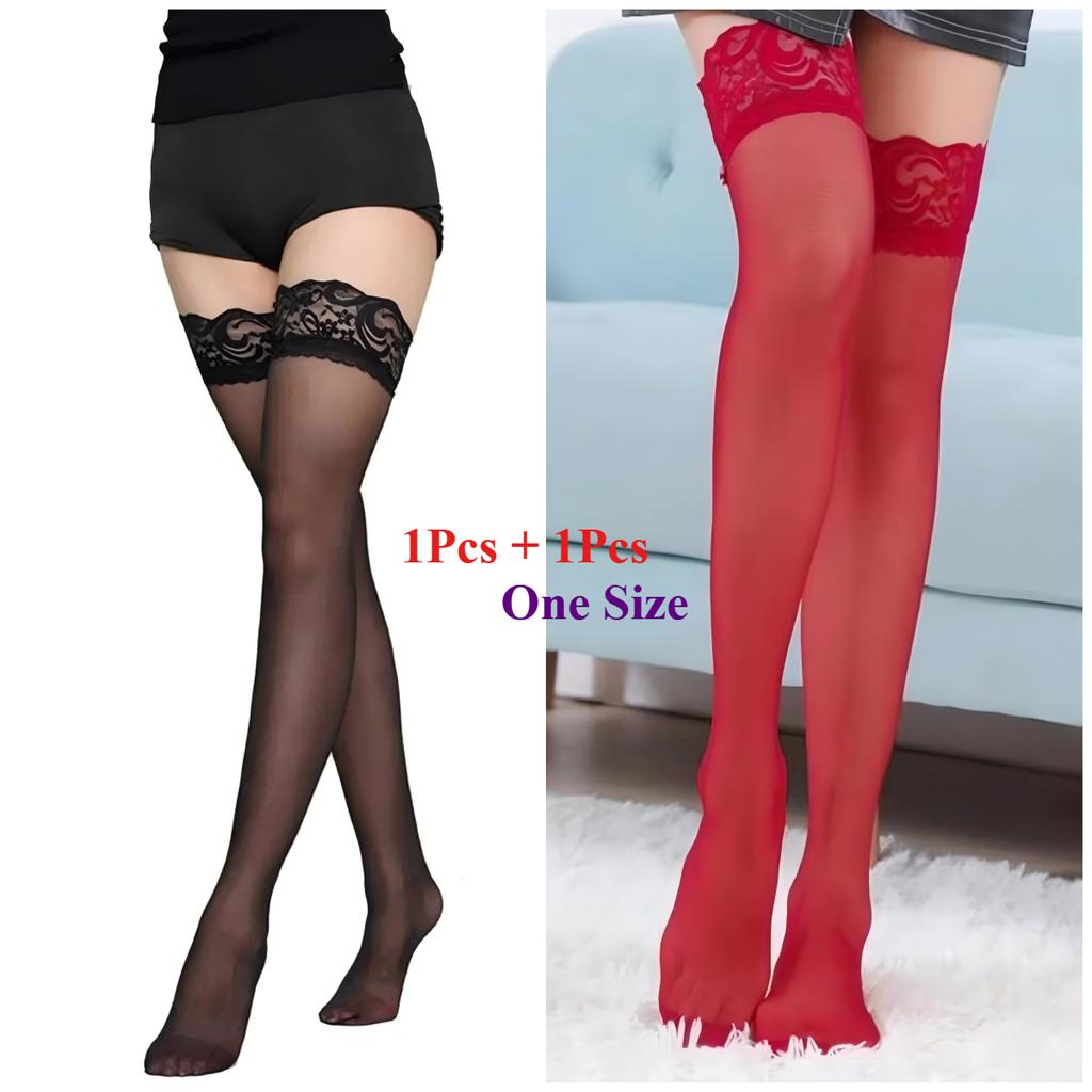 1/3/S Lace Patchwork Women'S Knee High Socks Tight And Sexy Transparent Pure And Tempting Long Stockings