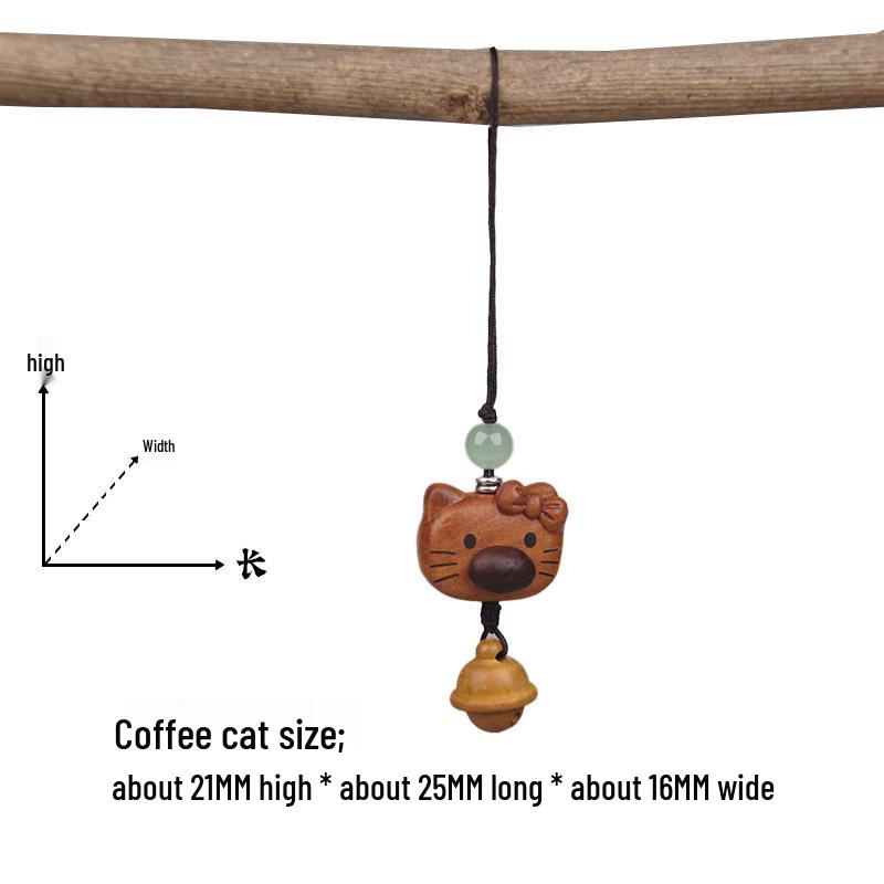 Peach Wood Coffee Bean Teddy Bear Heart Handbag Charm Pendant Keychain