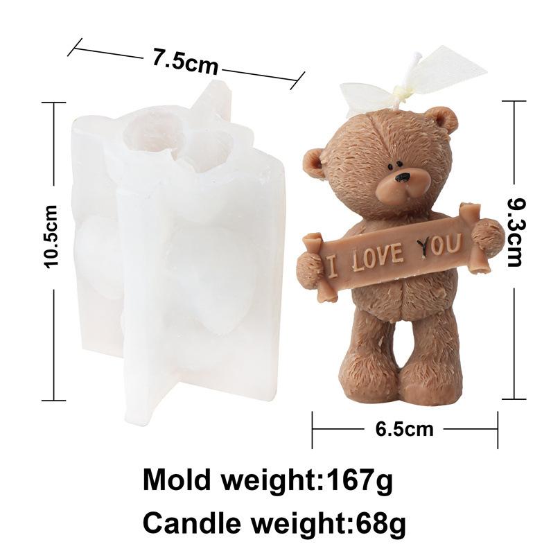 3D Love Heart Teddy Bear Silicone Mold DIY Animal Gypsum Epoxy Resin Handmade Soap Animal Mould Holiday Party Gifts Home Decor