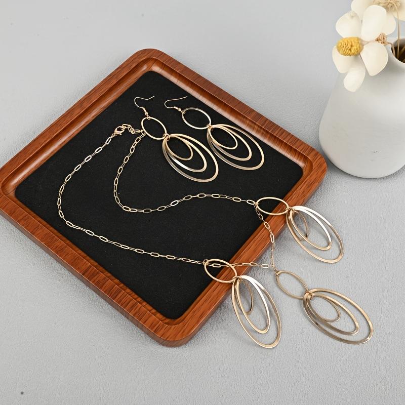 Новые, высококачественные овальные многослойные геометрические серьги-подвески модный комплект