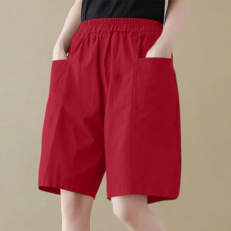 ZANZEA Women Casual Loose with Pocketed Elastic Waist Shorts