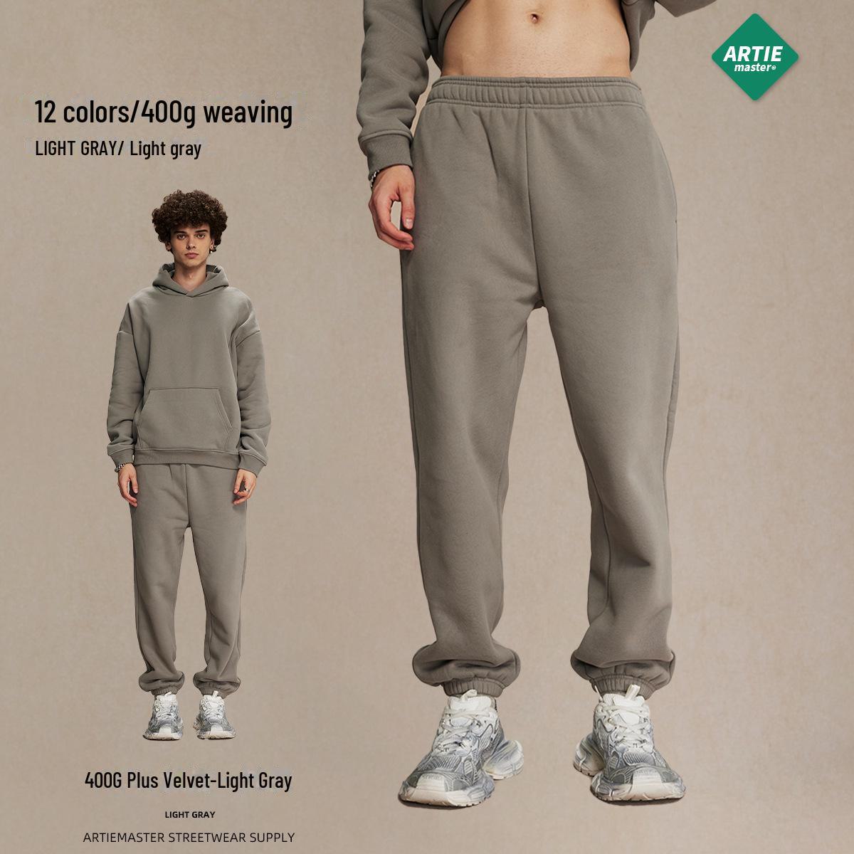 

2024 Зимові плюшеві 400 г товстих повсякденних флісових штанів на шнурках для чоловіків і жінок XXL