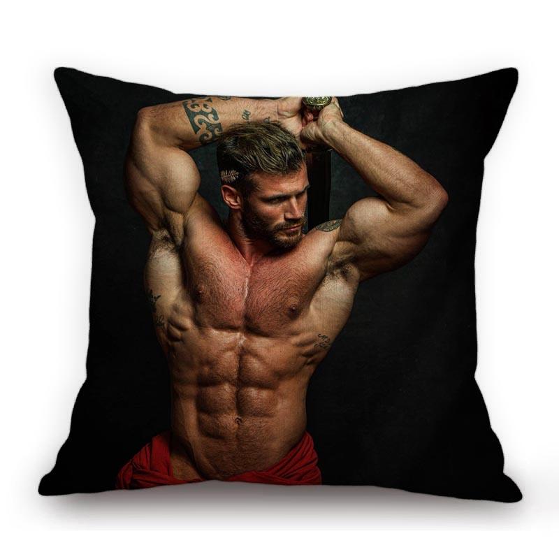 Sexy Hunk Jock Man Gladitor Hot Male Model Muscle Album Boyfriend Cotton Linen Home Decoration Sofa Pillow Case Cushion Cover