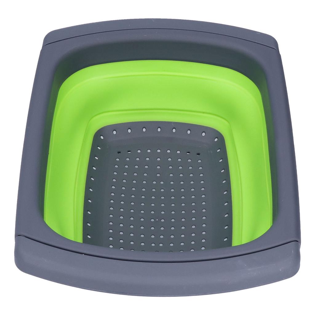Green Foldable Drain Basket Silicone Collapsible Fruit Vegetable Wash Strainer Basket for Home Kitchen