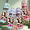 1PC Daddy And Me Fist Bump Quote Print 750ml Color Plastic Sports Water Bottle Leakproof Flip Straw Lid Suitable for Sports Office Home Use