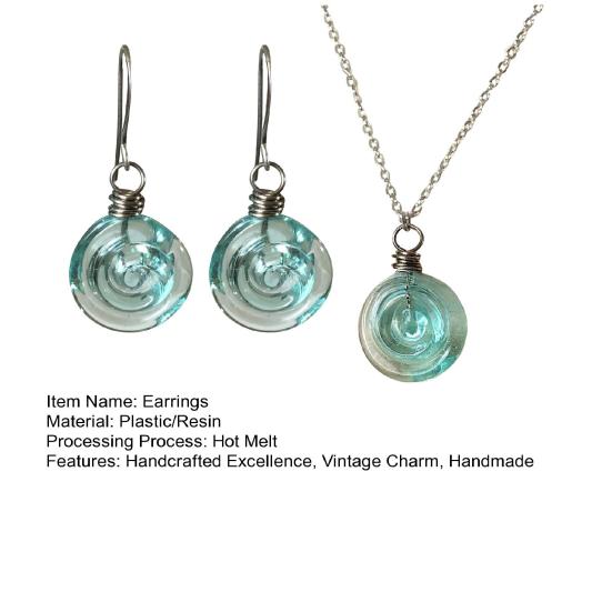 Handmade Earrings with Spiral Design Retro Bronze Hooks Handmade Sustainable Earrings Charm Necklace Jewelry