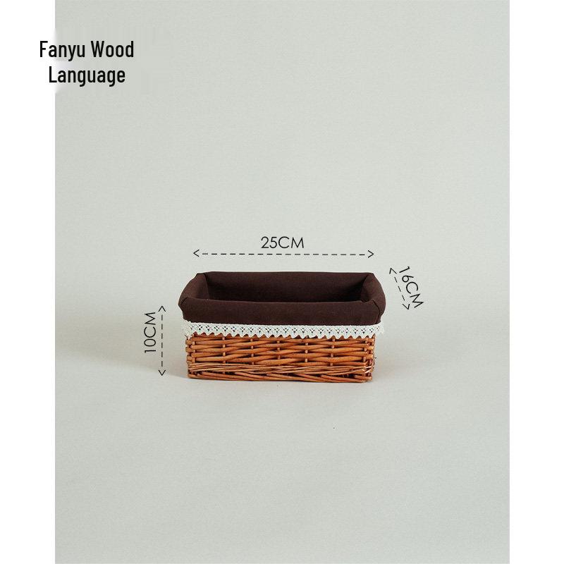 Woven Bamboo Fabric Storage Basket for Snacks and Sundries