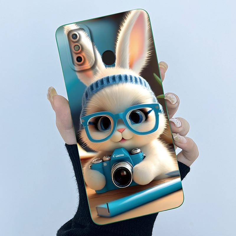 New Hot For Tecno Spark 6 Go / Spark 6 Air Case Lovely Cartoon Cat Liquid Silicone Soft TPU Shockproof Back Cover Ultrathin Capa