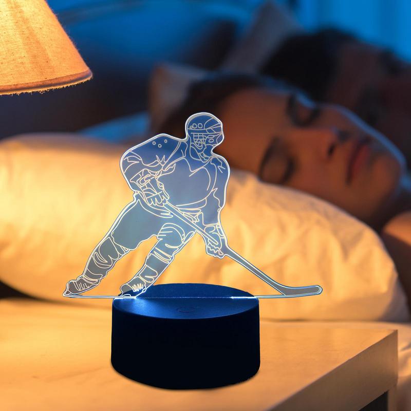 Acryl Eishockeyspieler Touch Control Tisch Nachttischlampe Kreative Nachttisch Leseleuchte Weiches Leuchtlicht für Haus Schlafzimmer Dekoration