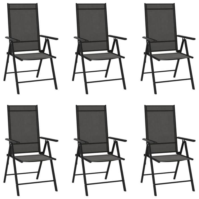 VidaXL 6x Chaises de Jardin Pliables Chaises de Terrasse Chaises de Patio Sièges de Terrasse Sièges Réglables d'Extérieur 312179