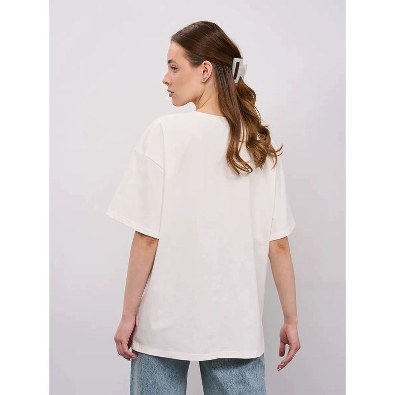 Loose Printed T-shirt Top Western Style New Fashion Print Letter Loose Cotton T-shirt Top