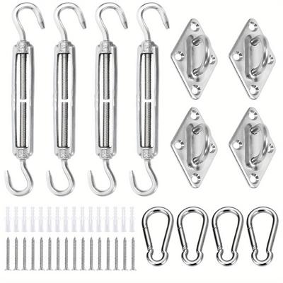 4 Sets Sun Shade Sail Hardware 304 Stainless Steel Sunshades Canopy Installation Kit for Install Awning Accessory