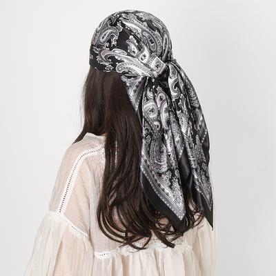 Satin-Quadrat-Schal Damen Hijab Paisley Kaschmir-Print Seidenschal Halstuch Schal Wickeltuch Stirnband Haarschmuck Bandana 90*90cm