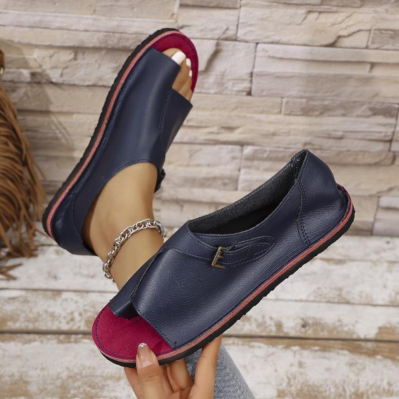 Women's New Plus Size Flat Ankle-Wrap Sandals Buckle Casual Style
