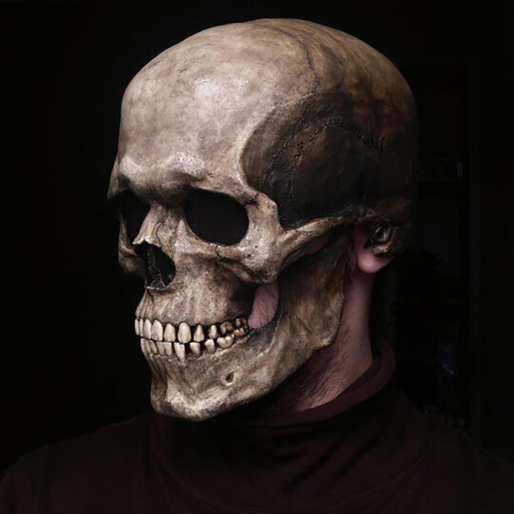 Movable Jaw Full Head Skull Mask Halloween Decoration Horror Helmet Scary Mask Masquerade Holiday Party Decoration
