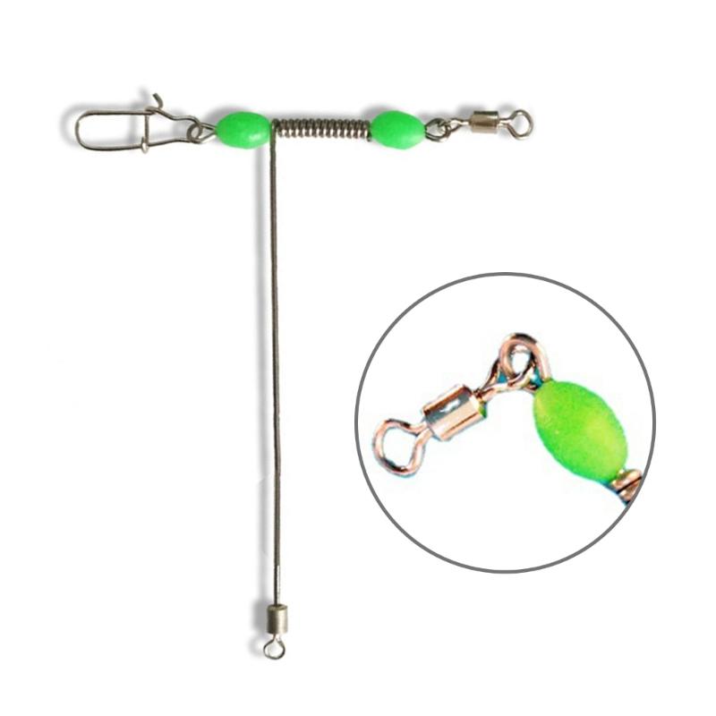 10Pcs/pack Luminous Beaded T Shape Fishing Swivels, Corrosion Resistant Stainless Steel 3 Way Rolling Swivels Snaps Set