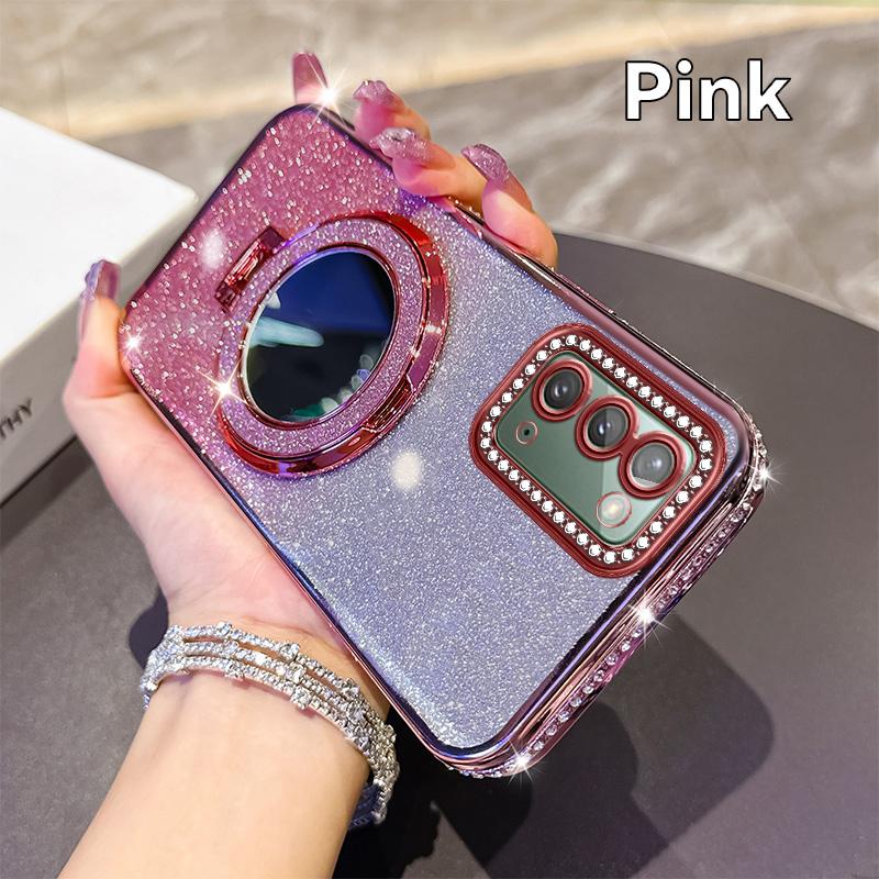 For Samsung Note 20 Plating Diamond Glitter Bling Case For Samsung Galaxy Note 20 Ultra Lens Protection Shockproof Bracket Cover