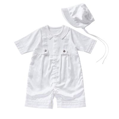 Cream De Coco Houndstooth Satin Tuxedo Dress and Set for Baby Ceremonies and Petit Formal Outfits Hat, 2-Piece (Off-White Jersey) [Spring/Summer