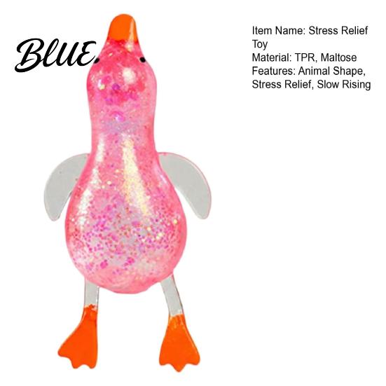 Soft Duck Toy 1/4Pcs Sugar Stress Ball Anxiety Relief Glitter Powder Squeeze Slow Return Stretchy Rising Relaxing Clear Pinch Fidget Animal Shaped