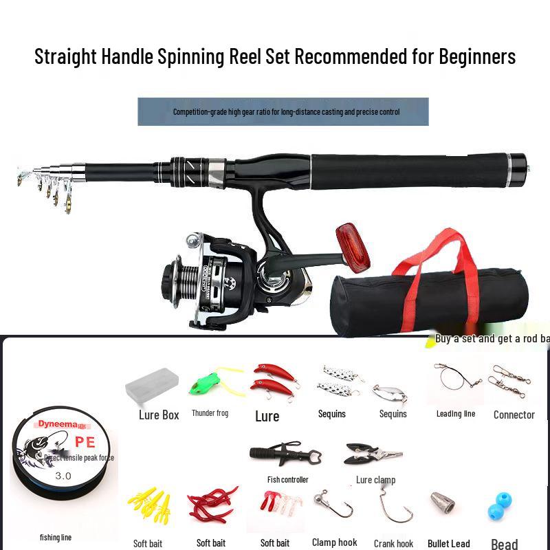 Portable Carbon Fiber Telescopic Mini Lure Rod & Baitcasting Reel Set for Long Cast