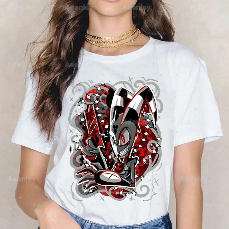 Cartoons Helluva Boss T-shirts Women Summer Graphic Tees Funny Shirts For Woman Tshirts Crew Neck Harajuku Tops