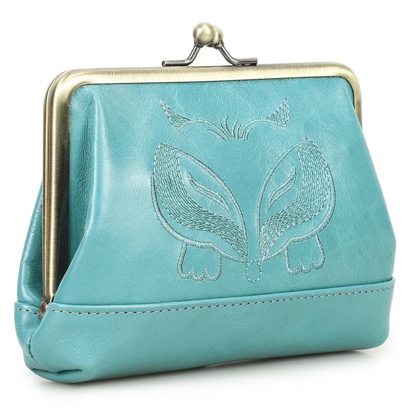 

Женский кошелек Black Angel - Кожа высшего сорта, Вышитый, Натуральная кожа, Железный шарнир, Многофункциональные отделения, Маленький и Повседневный.