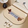 Cartoon Sausage Dog Quick Drying, Non-Slip Bathroom Doormat
