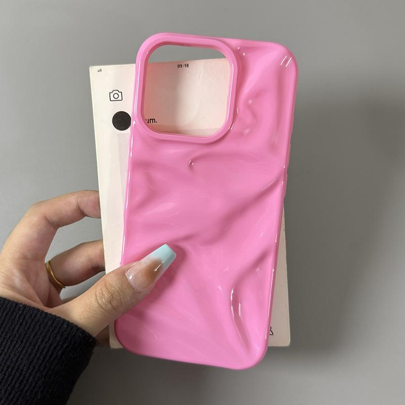 

Fashion Ripple Texture Glossy Case For iPhone 11 12 13 14 15 Plus 16 Pro Max Soft TPU Wrinkles Phone Back Cover iPhone17 Pro