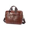 Heren Top Grain Leer 16 Inch Laptop Tas Luxe Zakelijke Crossbody Aktetas