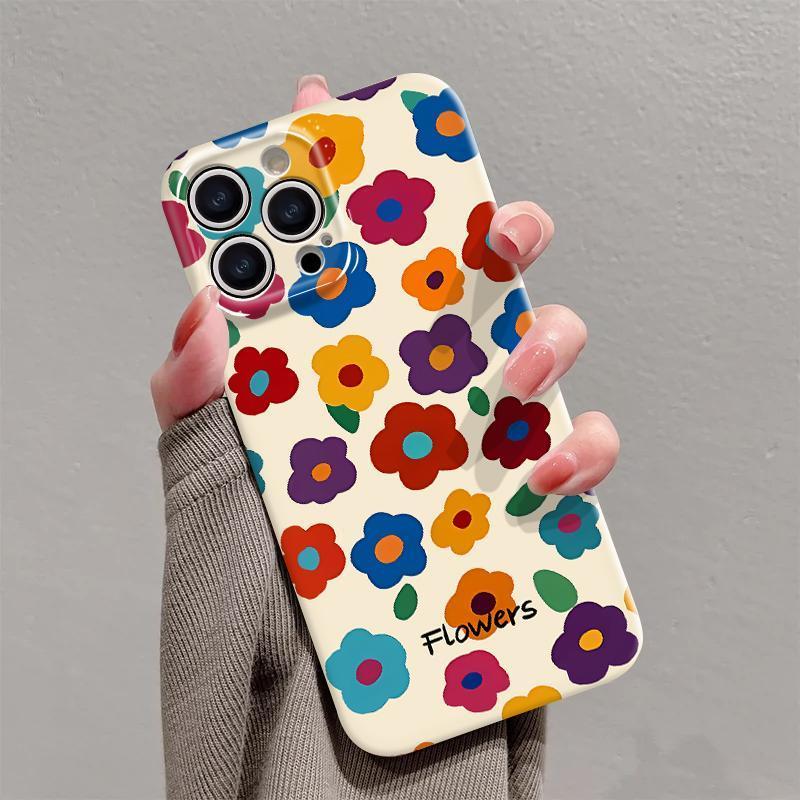 Retro Summer Garden Flowers Oil Painting Wave Back Cover For iPhone 14 13 11 12 16 Pro Max XS X XR 8 7 15 14 Plus Case