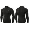 Muscleguys Kompressionsfeder Herren Langarm Sport-Poloshirts Fitness Laufen T-Shirts Hantel-Aufdruck Eng Anliegend Joggen Fitnessstudio Muskelkleidung