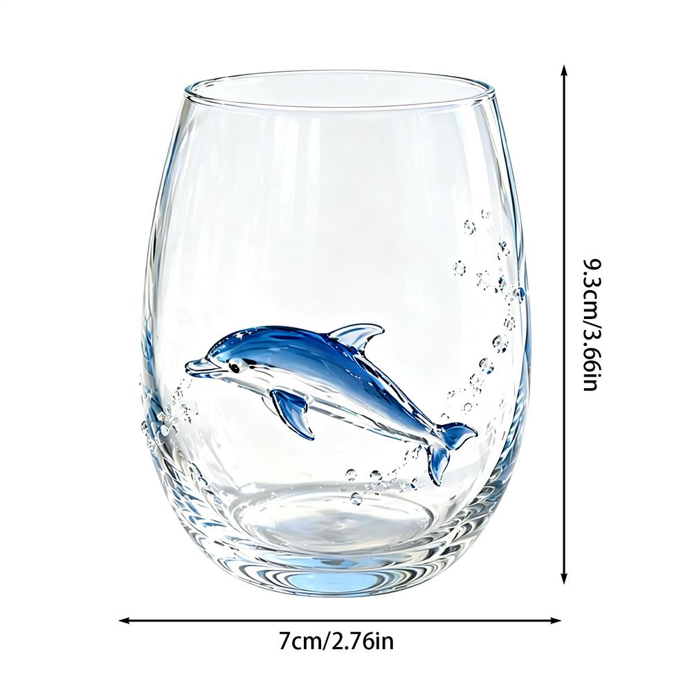 Marine Animal Drinking Glass, Stemless Tumbler with Ocean Design, Reusable Water Cup for Home Bar Party, Drinking Cup Adults