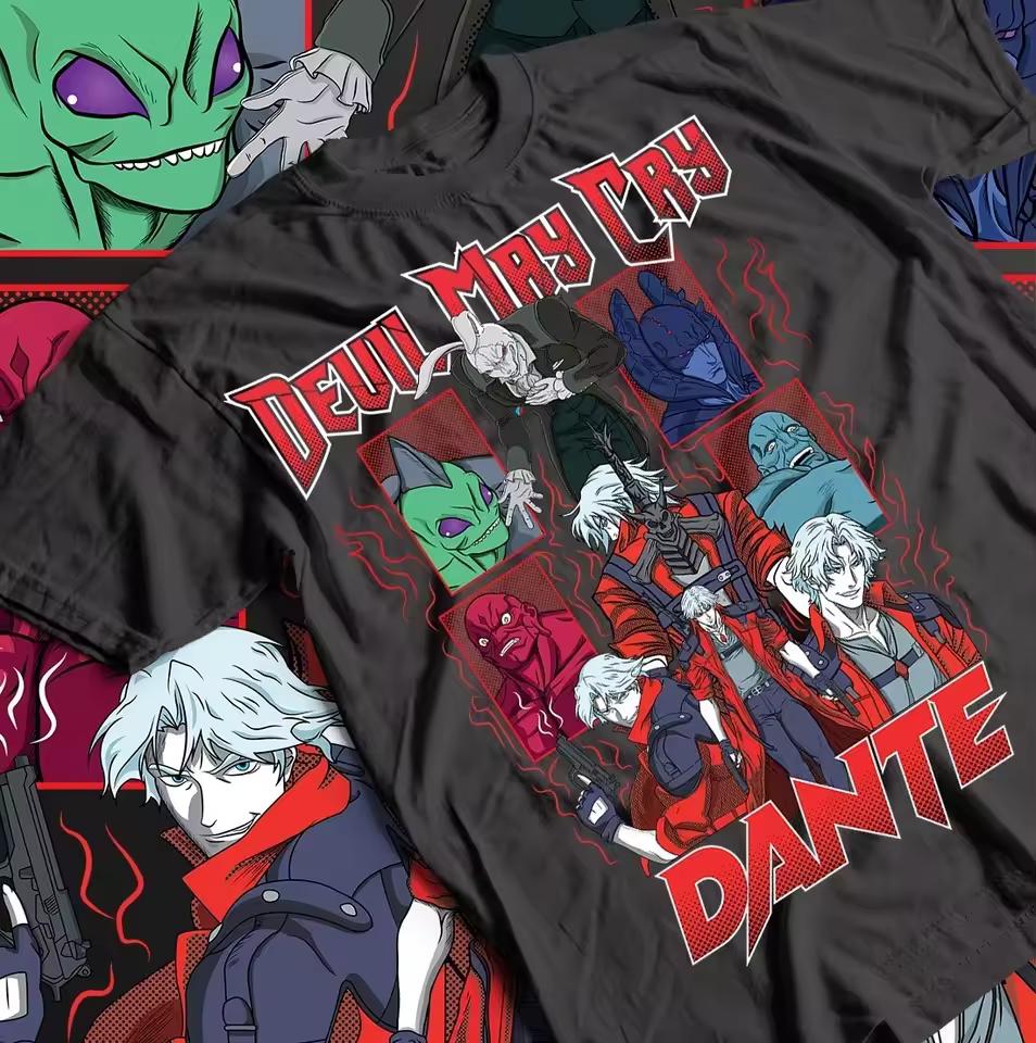 Devil May Cry Dante graphics 100%cotton unisex shirt 2026 Summer New O-neck Men's Y2k Short Sleeve Retro Tshirt gamer gift