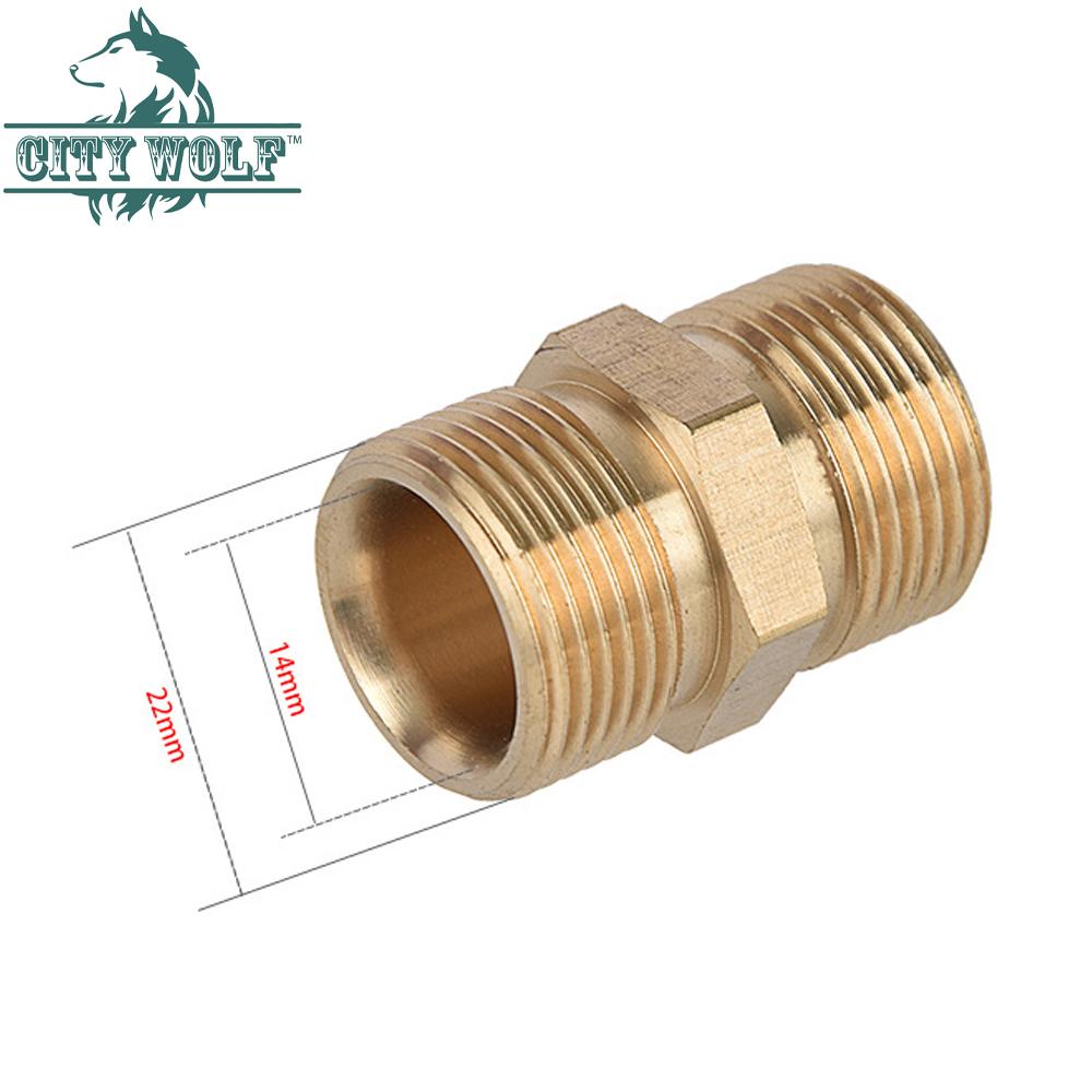 High Pressure Wash Brass Adaptor M22 *1.5 Thread Joint Spray Water Gun Hose Connector Car Washer Spare Parts City Wolf