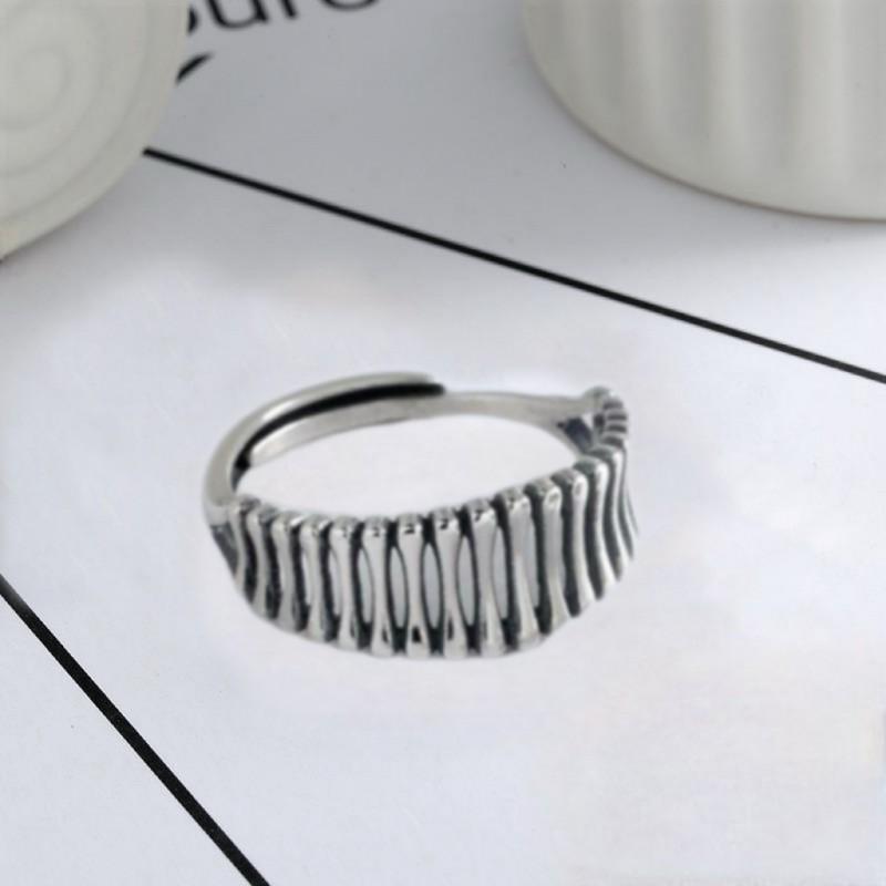 Adjustable Open Ring Men Women Vintage Bone Motif Geometric Design Copper Electroplated Statement Jewelry