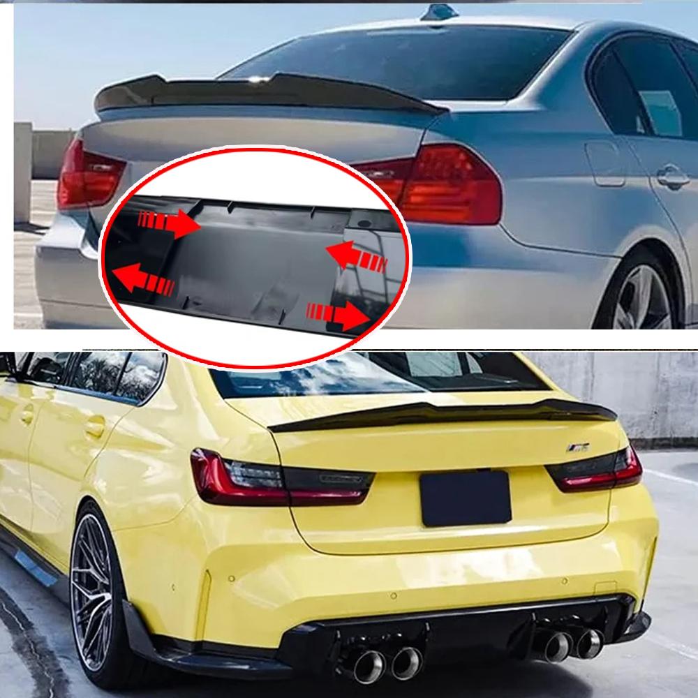 New Style Universal 3pcs Sedan Rear Trunk Tail Rear Spoiler Wing 117-127cm Adjustable DIY Refit Boot Wings Spoiler Car Accessory