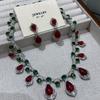 Heavy Industry Necklace Earrings Set Winter Women'S High Sense Water Drop Zircon Jewelry Light Luxury