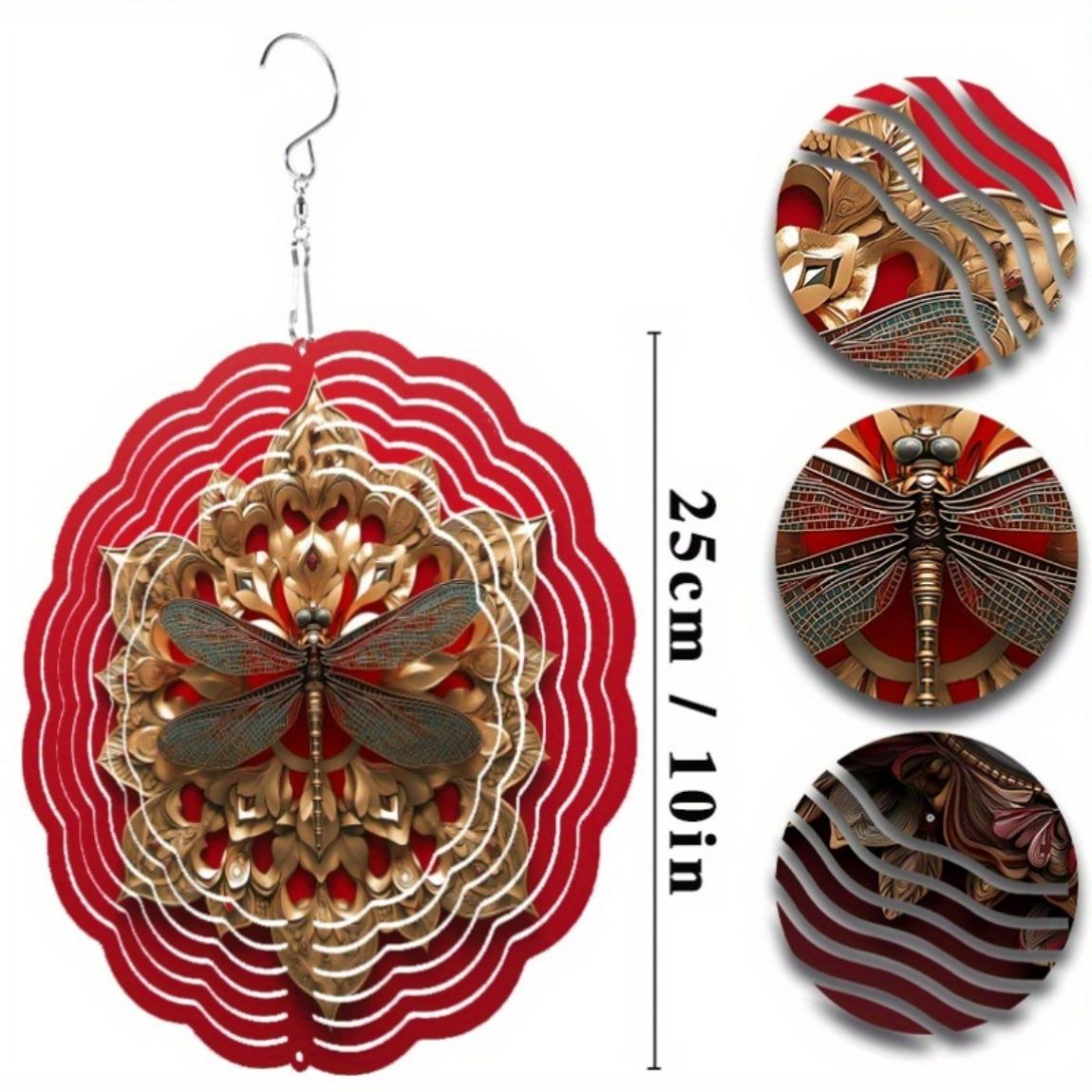 

Металлический колокольчик ветра «Стрекоза» 10 дюймов с крючком 360 градусов для всесезонного декора сада, улицы, патио 01A