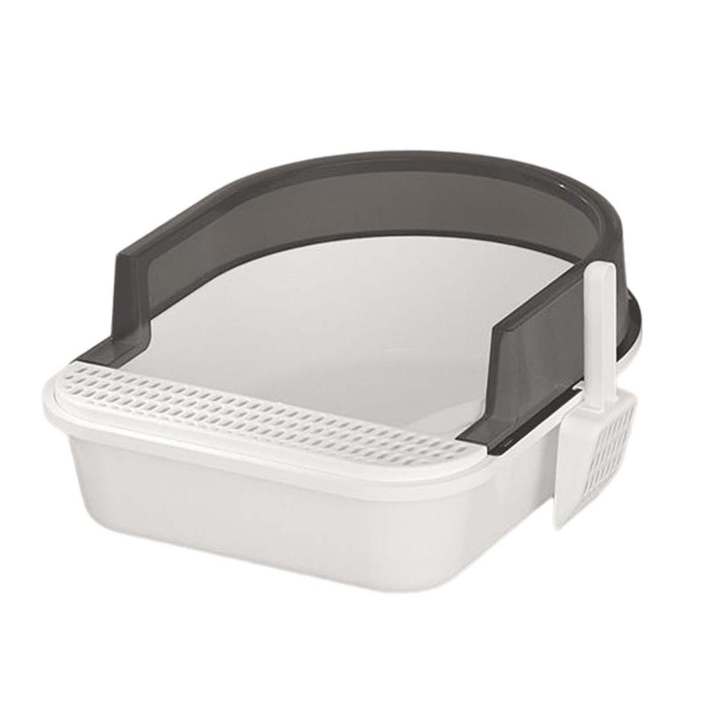 Cat Litter Box Heighten Open Top Pet Litter Tray Semi Closed Kitty Litter Pan Cat Sand Box Container for All Kinds of Cat Litter