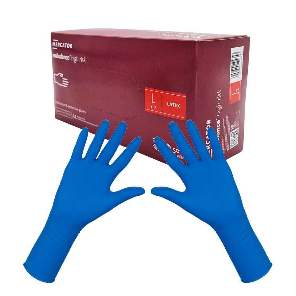 Latex Gloves Blue Mercator Ambulance High Risk 50 Pcs