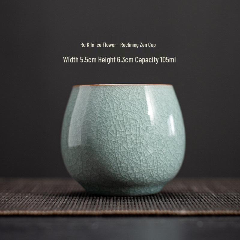 Ru Kiln Ice Flower Crackle Glaze Kung Fu Ceramic Tea Cup - Mastery In Personal Tea Tasting, Gift Box Included