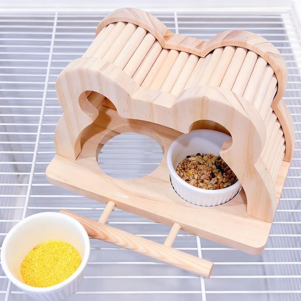 Large Capacity Wooden Bird Nest House Bite Resistant Bird Perch Bird Feeding Station  Aviary Use