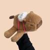 Dolphin Puff Ring Plush Toy Dark Brown Plush Doll Simulation Animal with Bad Hands, Backpack, Tail Can Shake