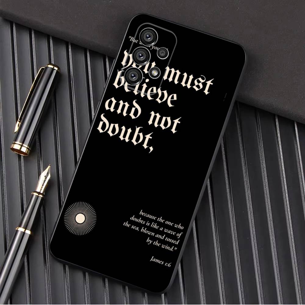 Verse of The Christian Bible Jesus Phone Case For Samsung Galaxy A13,A21s,A22,A31,A32,A52,A53,A71,A80,A91 Soft Black Shell
