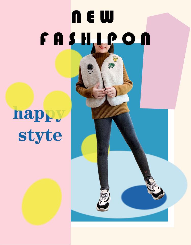Girls' Fleece-Lined Cartoon Leggings: Warm, Slim Fit Pants for Babies, Small To Medium Size, Autumn/Winter Collection